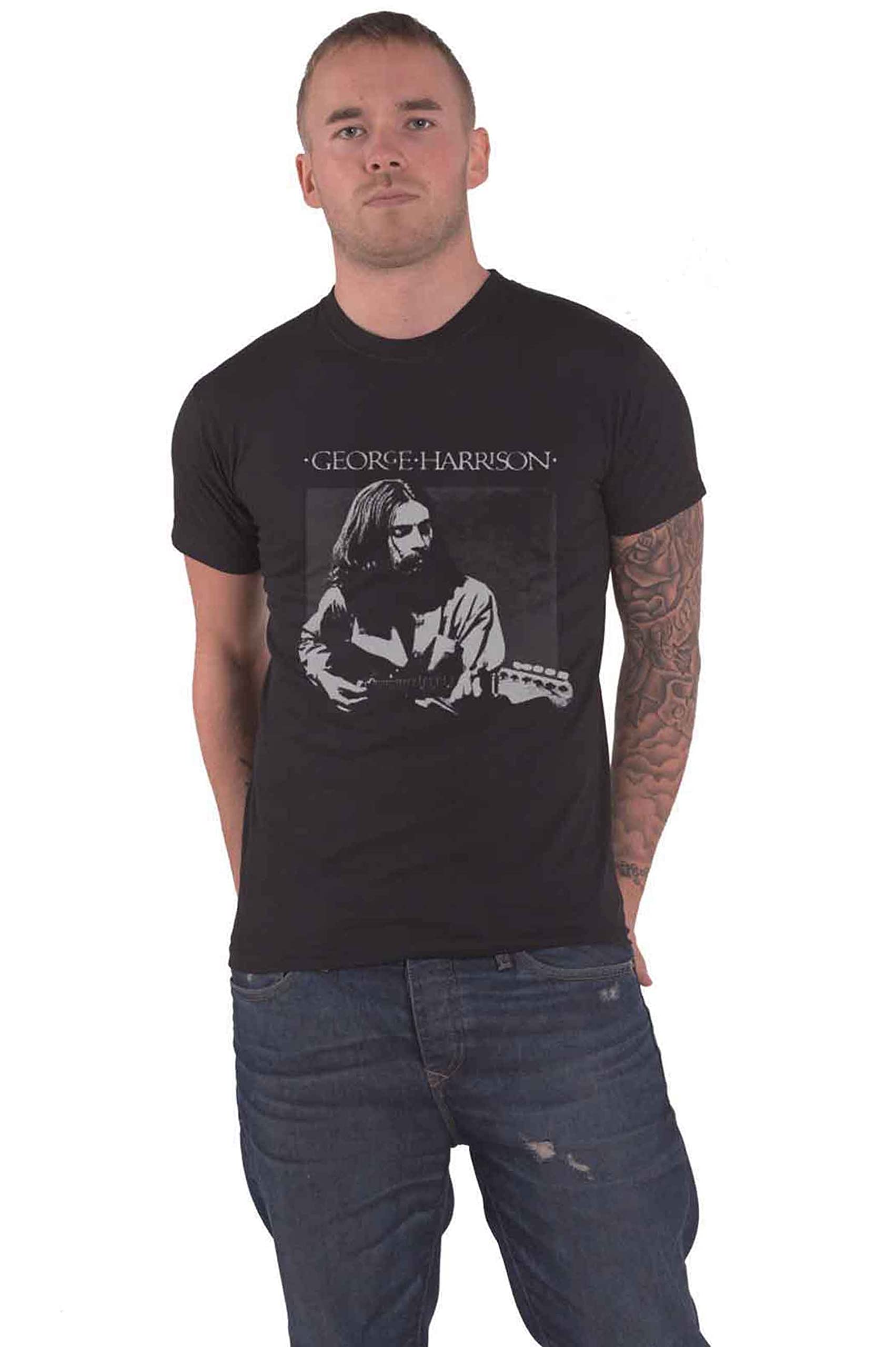 George Harrison Unisex Tee: Live Portrait (Small) Black