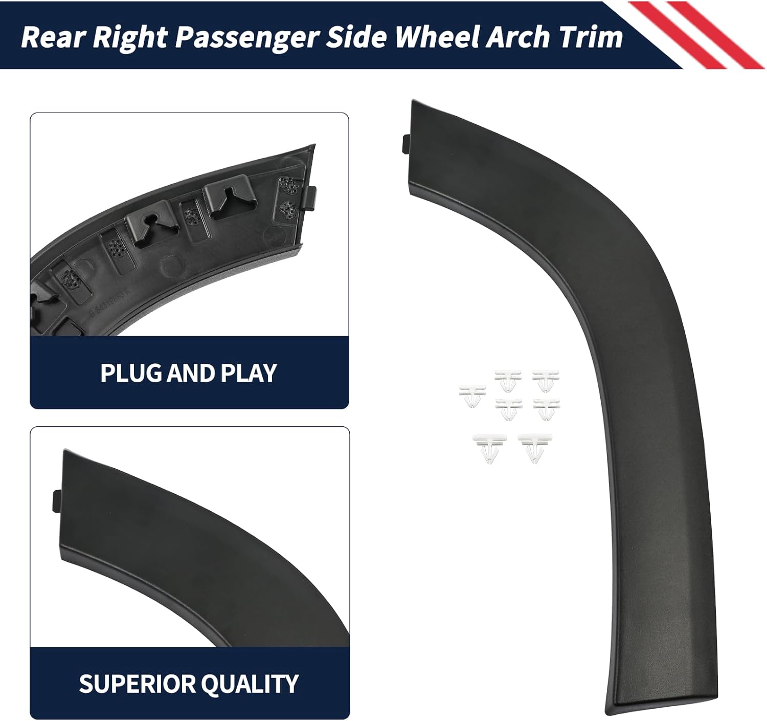Rear Right Passenger Side Wheel Arch Trim Fit for GMC Terrain 2018 2019 2020 2021 2022 2023 2024 Wheel Opening Molding Replaces 84319893 GM1791127 196743288925