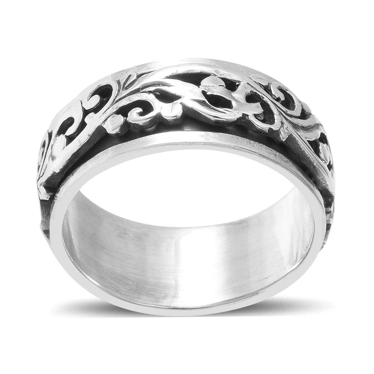 Shop LC 925 Sterling Silver Fidget Ring Spinner Ring Moon Star Anxiety Ring for Women Men Platinum Plated Jewelry Valentines Day Gifts for Women