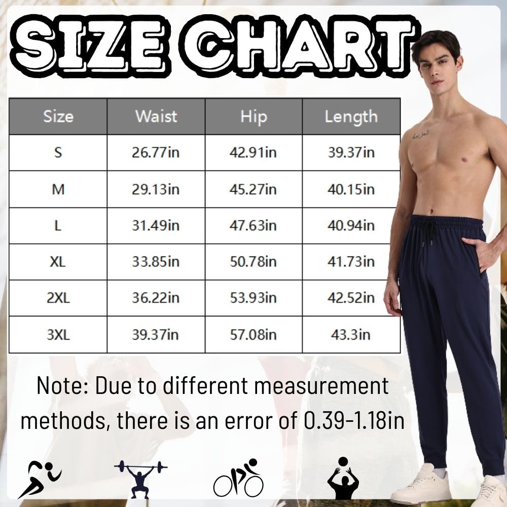Pack de 3 pantalones de chándal atléticos para hombre, con bolsillos con cremallera, para correr y hacer ejercicio