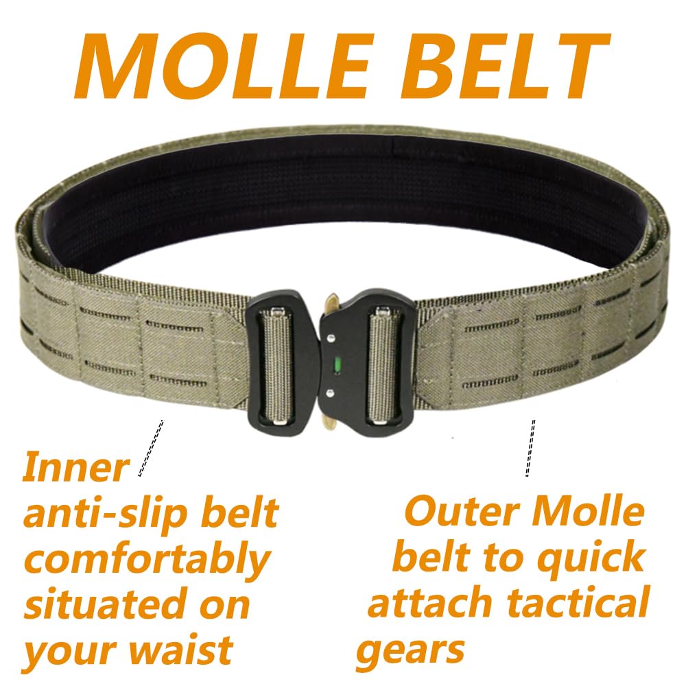 EMERSONGEARS Taktischer Gürtel Molle mit Schnellverschluss, Kampfgürtel Militär Taktischer Molle Gürtels Klett Arbeitsgürte mit Untergürtel für Herren Damen EMERSONGEARS Pasek taktyczny z szybkim zapięciem, wojskowy pasek do dużych obciążeń