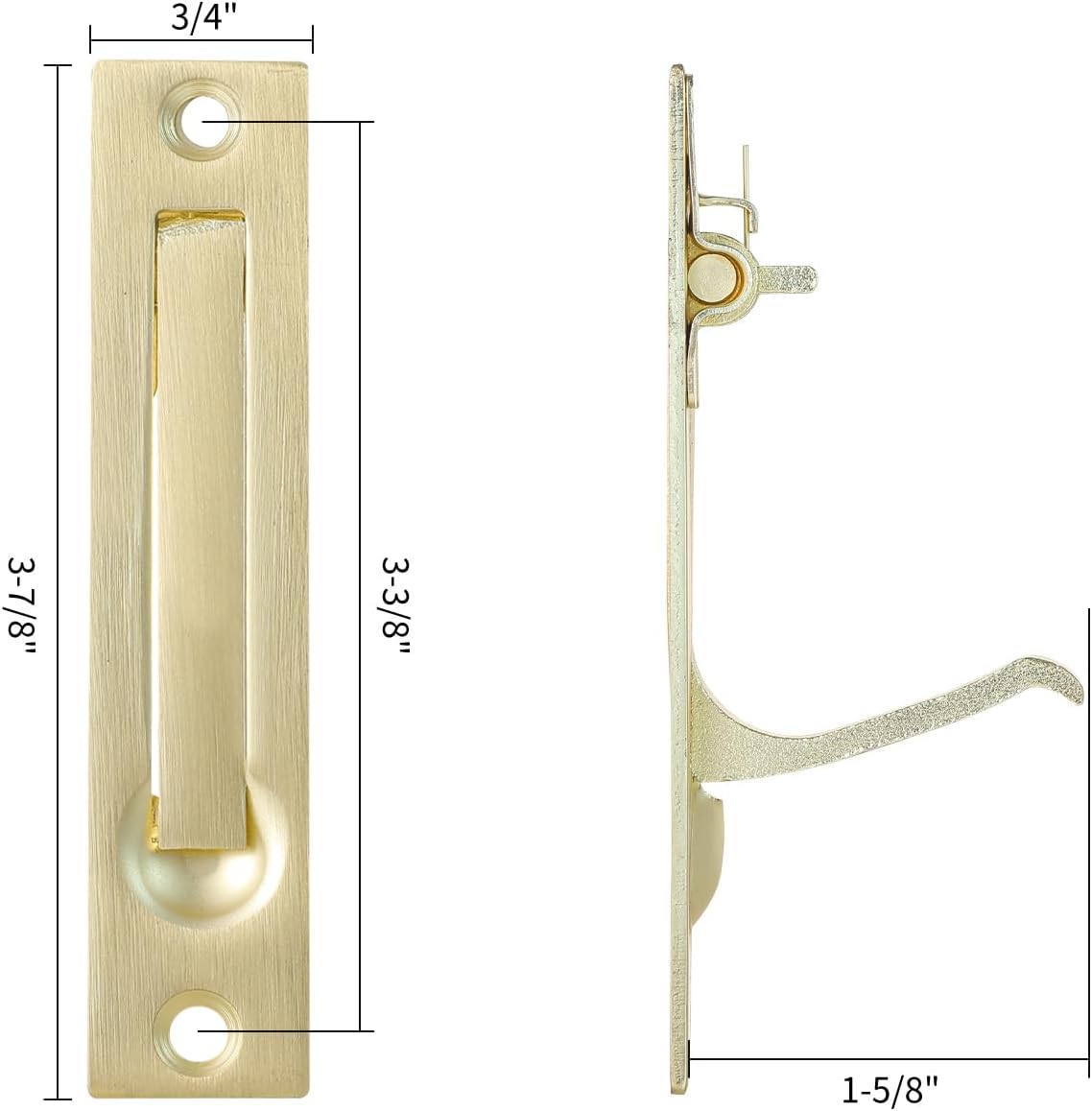 1 Pack Pocket Door Edge Pull, Brushed Gold, 4", Flush Mount Pocket Door Pull Handles, Pocket Door Hardware Satin Brass