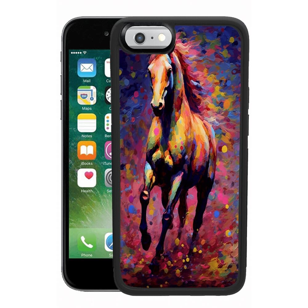 Elgzigok Black TPU Case Fits iPhone 6/6s Plus with Horse-aa7 Pattern Design Black Soft TPU Slim Fit Anti Scratched Protection Cover Case for iPhone 6/6s Plus