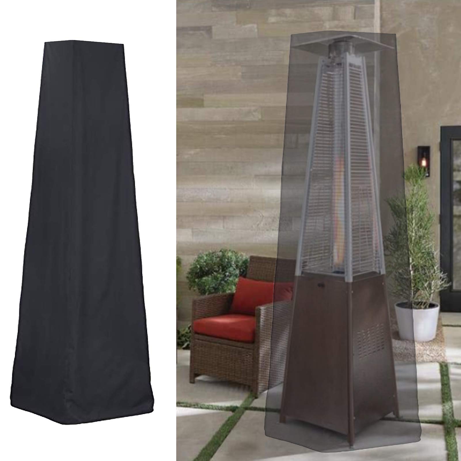 Wetterschutzhülle für Terrassenheizer, Wasserdichter Heizstrahler Abdeckung Heizpilz Schutzhülle Robuster Winddicht Abdeckhaube für Terrassenstrahler 221 x 61 x 53cm