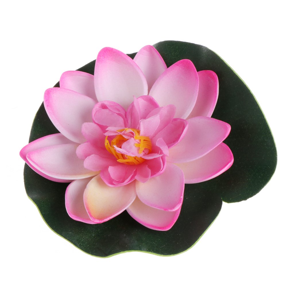 Haiaxx Pink Artificial Fake Floating Flowers Lotus Water Lily Plants Garden Tank Pond Decor Artificial Flower