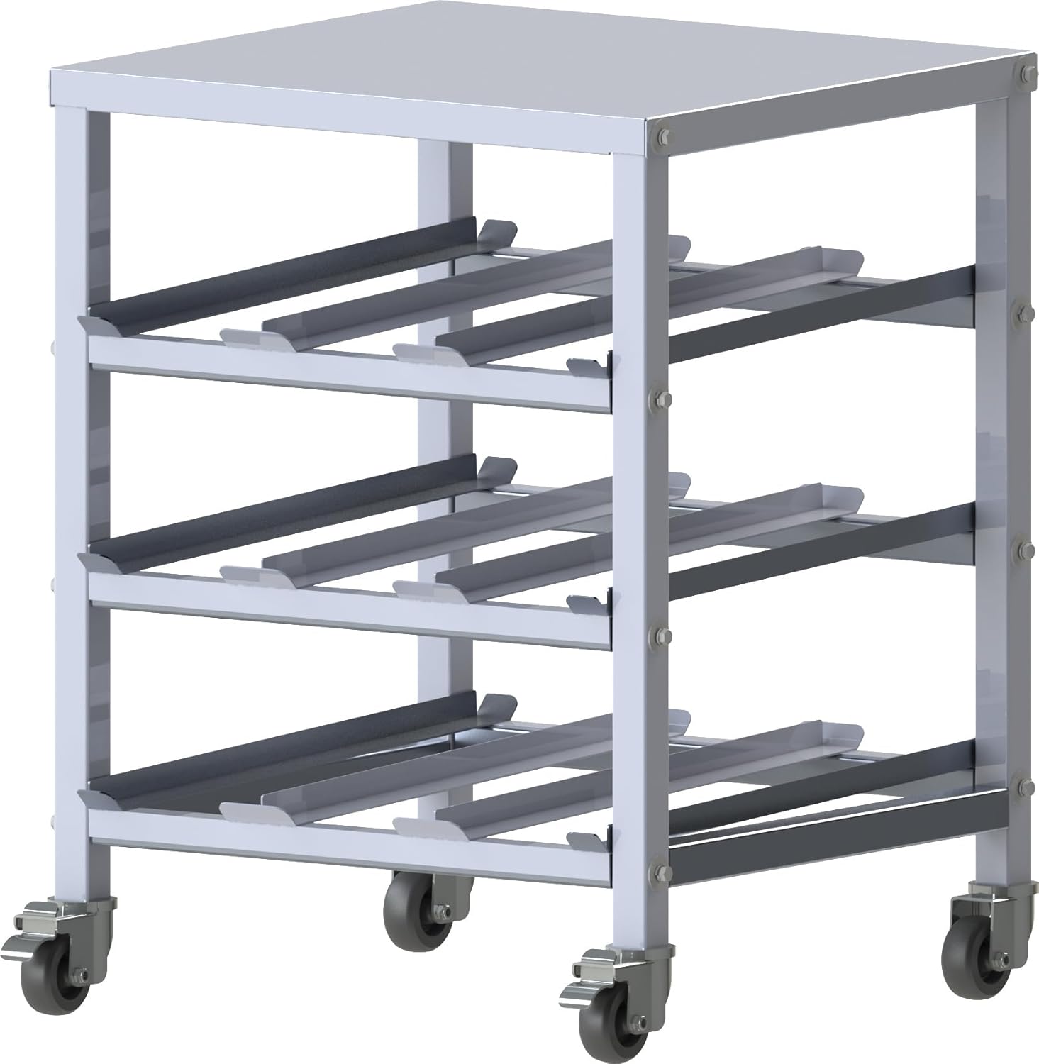 Winco Can Storage Rack, Under-Counter, Mobile, 3-Tier, Heavy Duty, Aluminum, KD, NSF