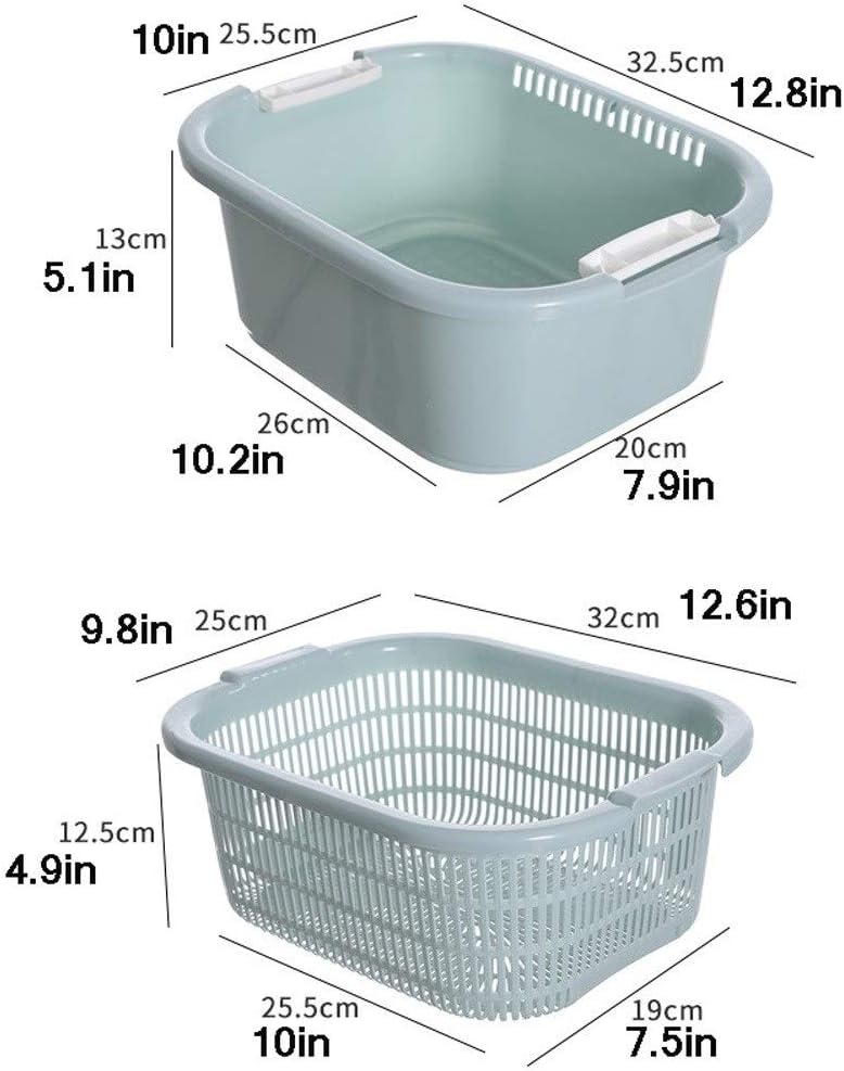 Multi-Function Kitchen Plastic Drainers/Colander, Sink Storage Washing Draining Basket for Fruits/Vegetables/Picnic/Camping(C)