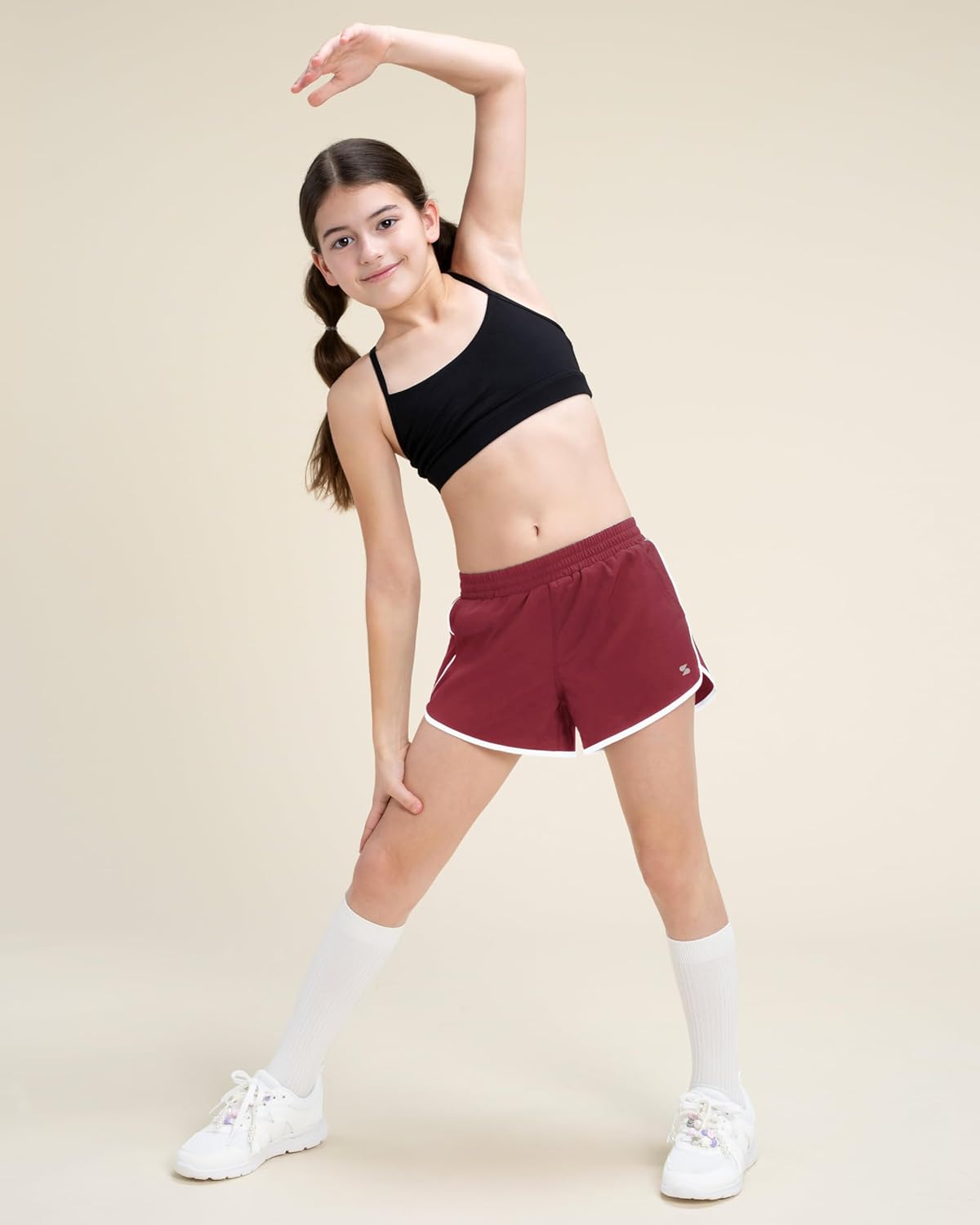 Stelle Girls Athletic Shorts with Pockets Girls Running Shorts Volleyball Soccer Shorts for Kids Elastic Waist - Image 2