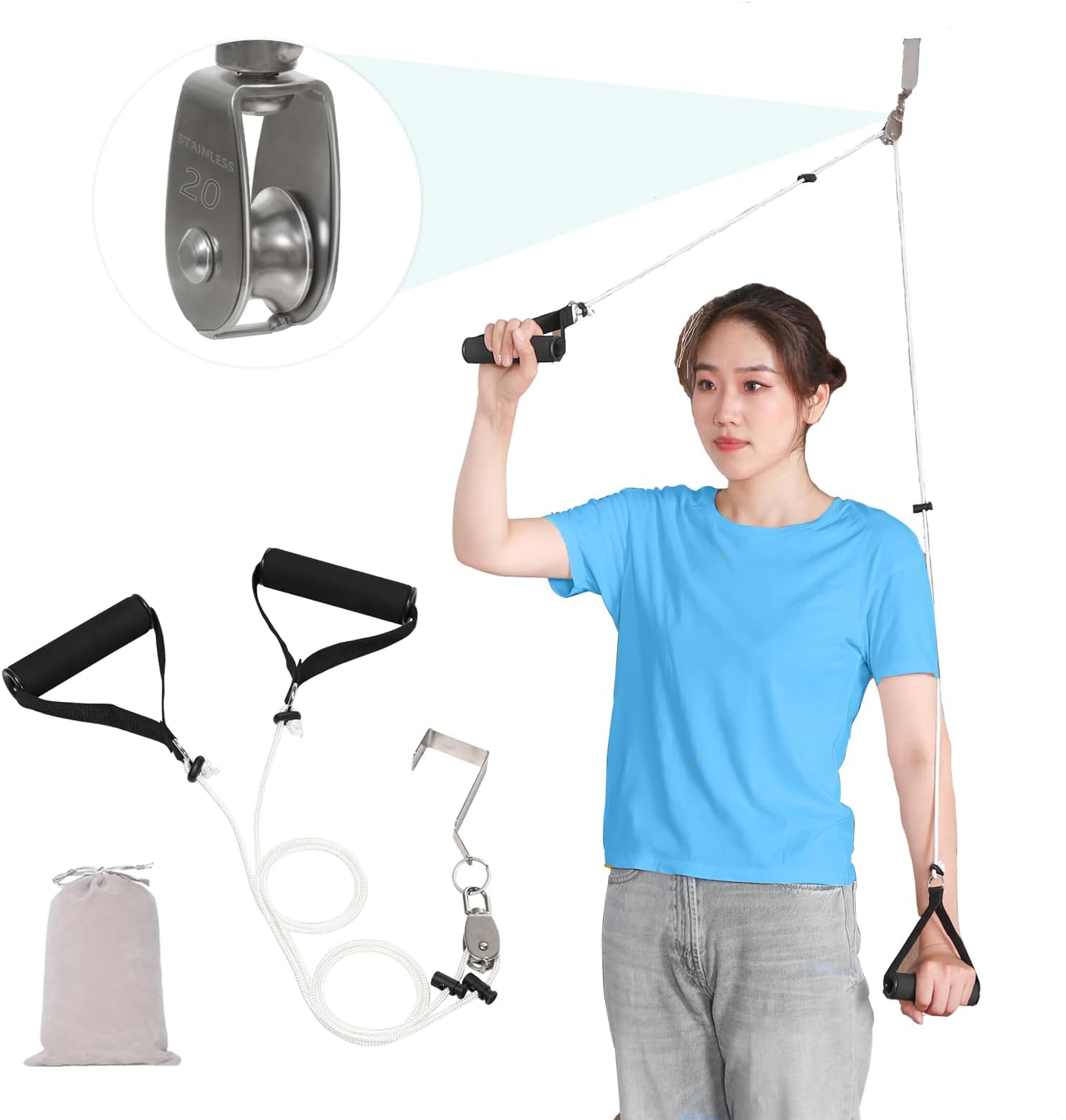 Fanwer Shoulder Pulley, Over The Door Exercise Pulley for Rotator Cuff Recovery, Arm Rehabilitation Over Head Pulley System, Increase Mobility │ Flexibility Stretching