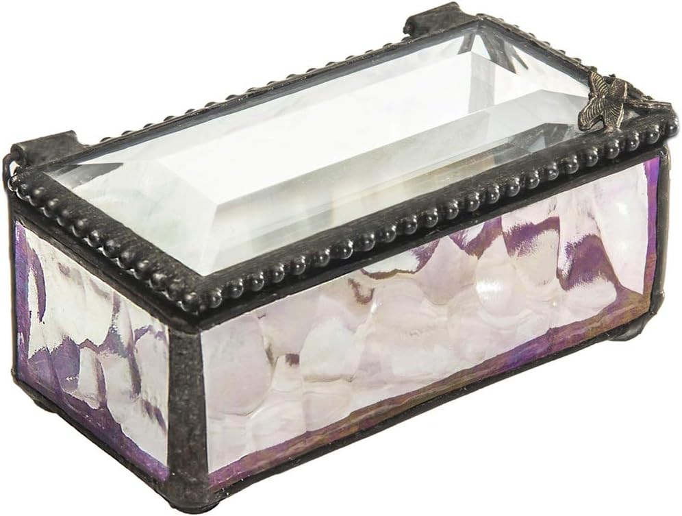J Devlin Glass Art Box 178 Series Stained Glass Decorative Dragonfly Box for Trinket, Keepsake, or Jewelry - Available in Clear or Sage Green (Clear)