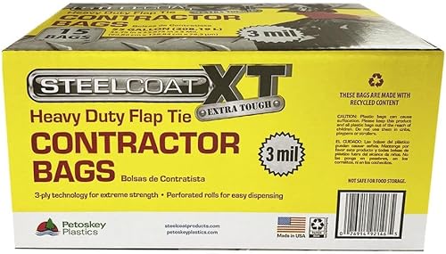 Miniatura 3 de Steelcoat XL Extra Tough Pro - Bolsas de basura con solapa para contratistas, 55 galones, paquete de 2 unidades de 15 unidades, 3 mil, color negro