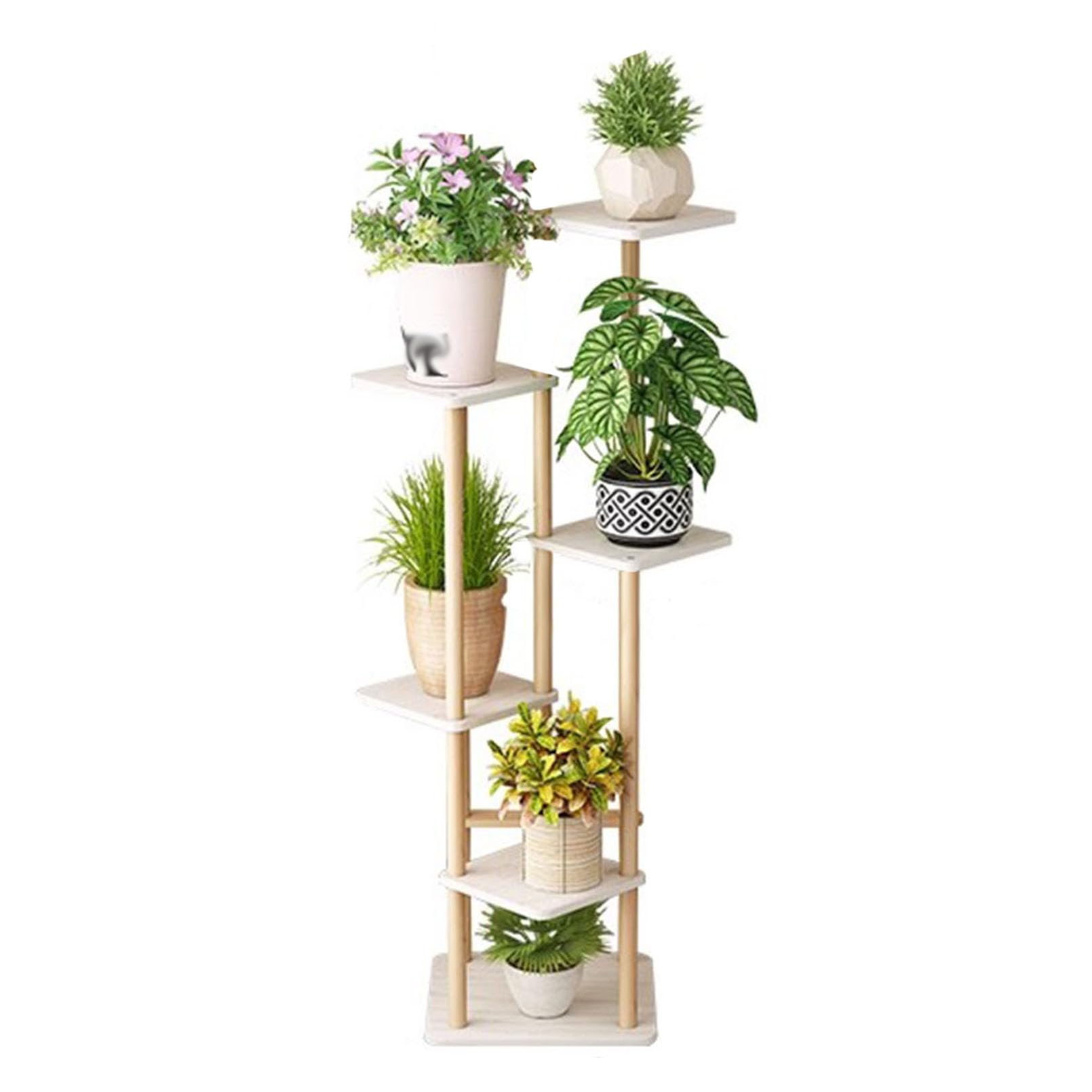 Support à plantes en bois noble présentoir de caractère pour fleurs et terrasses