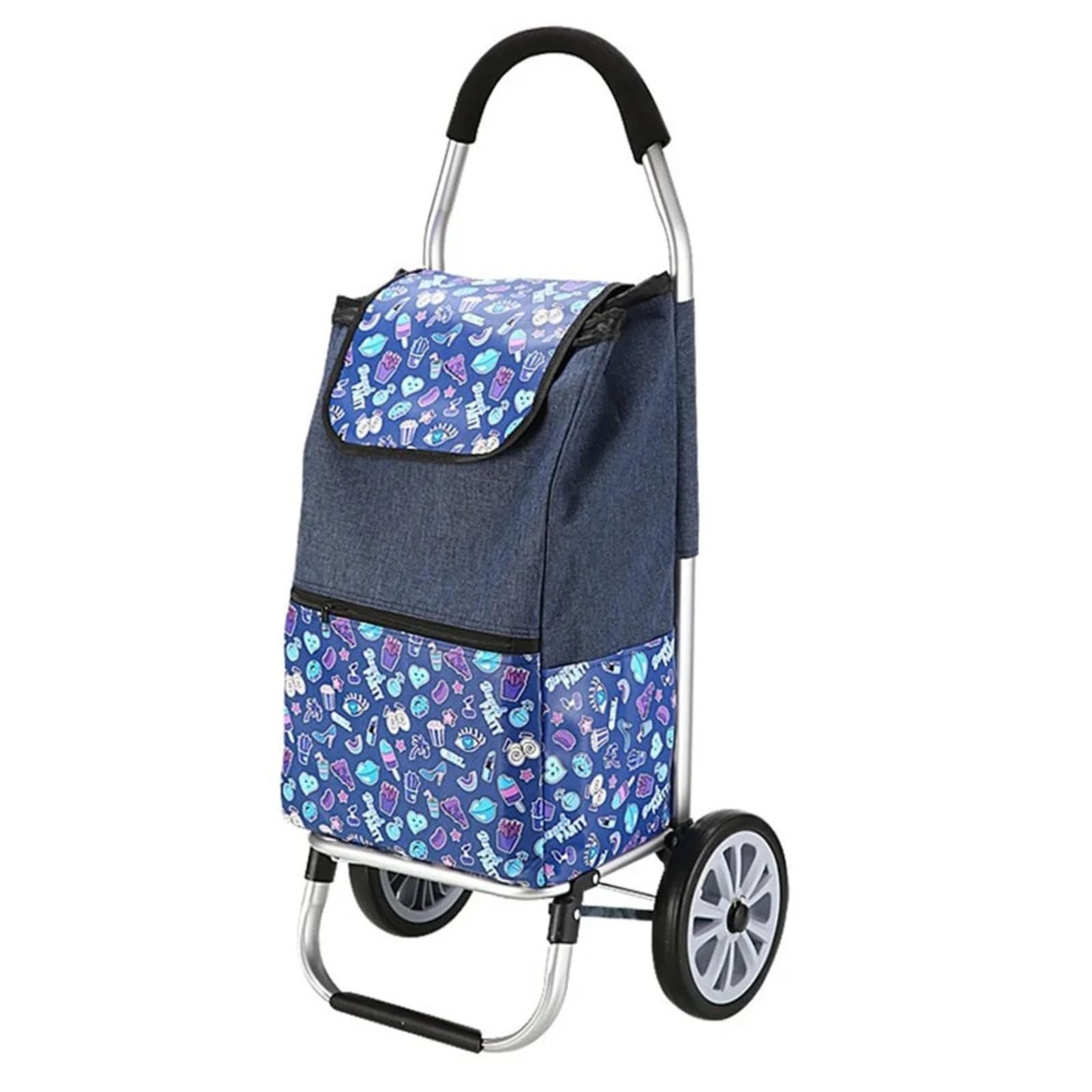Foldable Shopping Bag with Wheels Foldable Trolley Bag Shopping Grocery Cart Supermarket Portable Detachable Travel Case Bags(Blue)