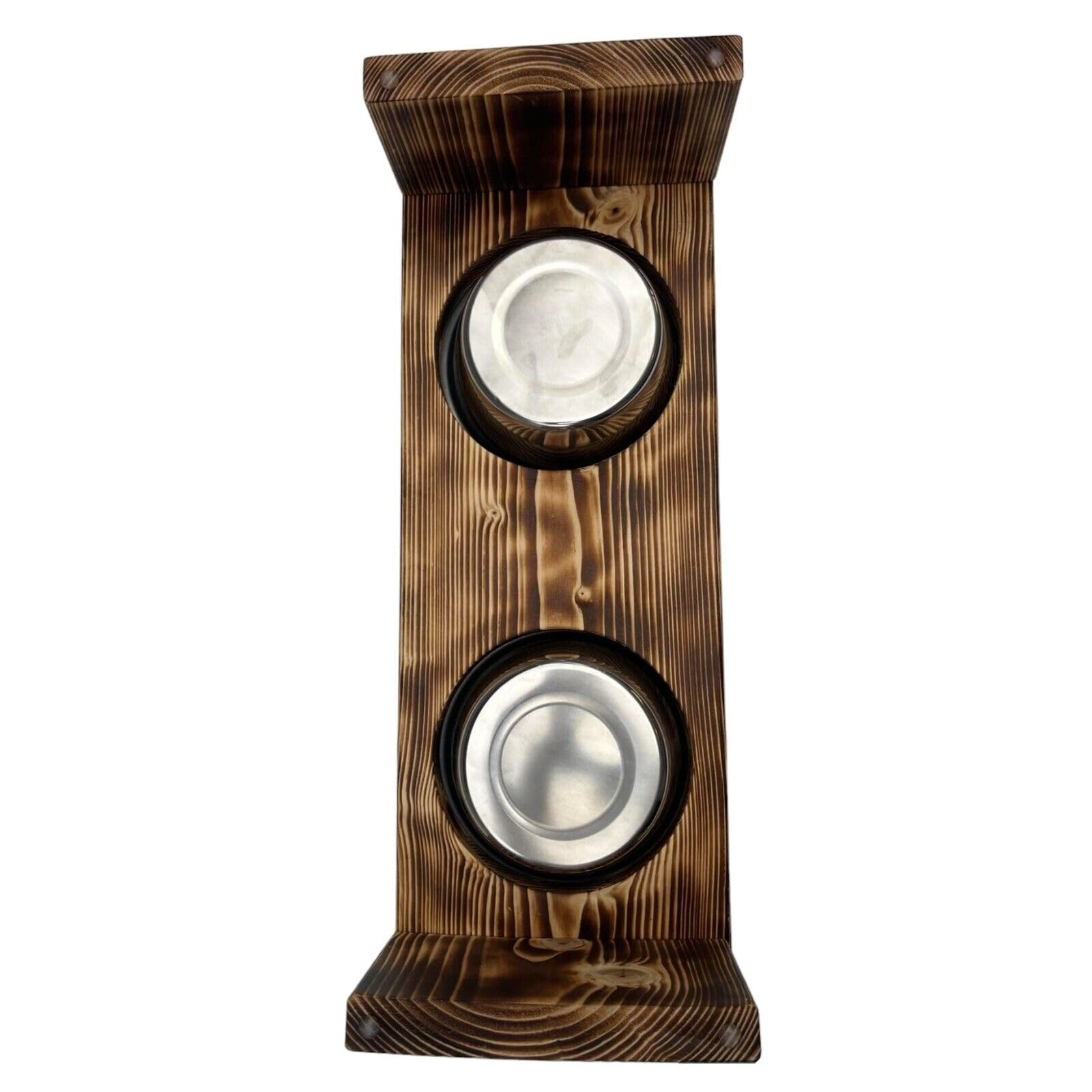 Futterstation Doppelnapf Pet Diner Holz Ständer Hundenapf Katzennapf Hundebar Futterbar handgefertigt 50 x 19,5 x 17,5 cm 0,9 L