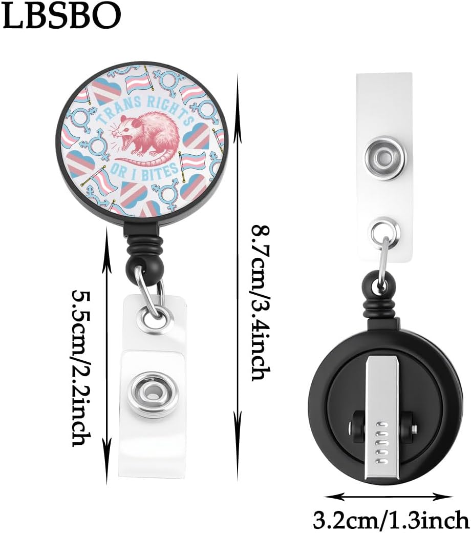 CENWA Funny Opossum Gift Trans Rights Or I Bites Badge Reel LGBT Pride Transgender Flag Gift for Opossum Lover (Trans Rights R) image 2