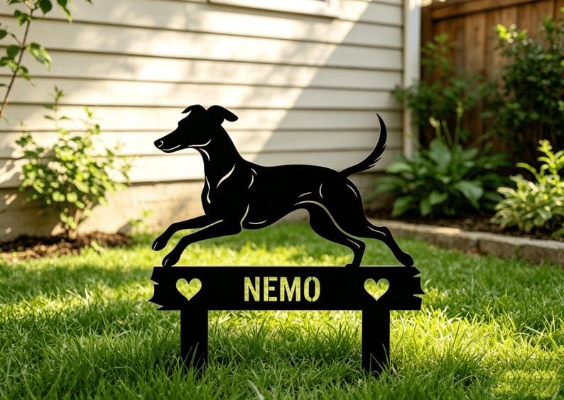 Personalised Whippet Memorial Stake, Metal Dog Grave Marker, Yard Sign