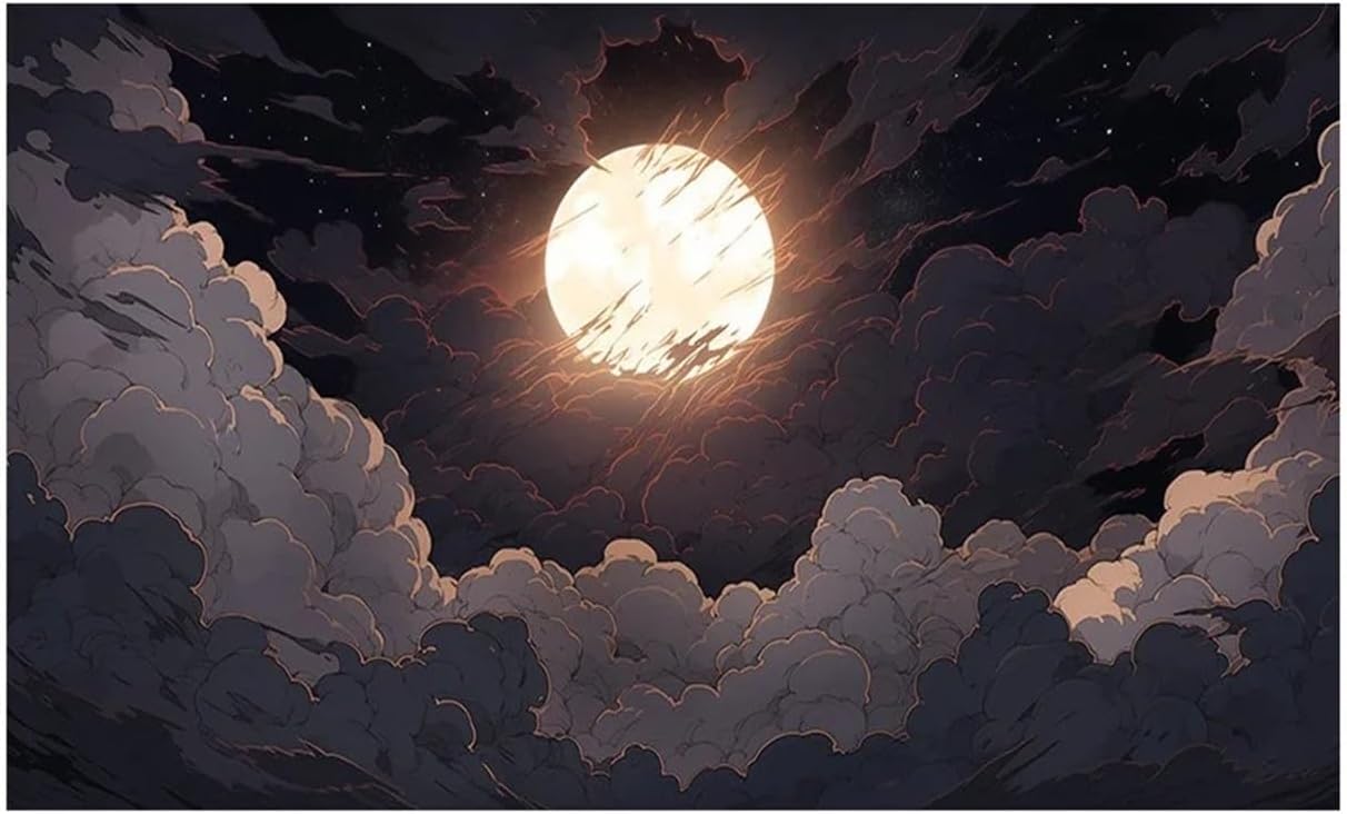 Aquarium Background Sticker Clouds Moon Comics Poster Decoration Fish Tanks Reptile Habitat(120x60cm 48x24in)