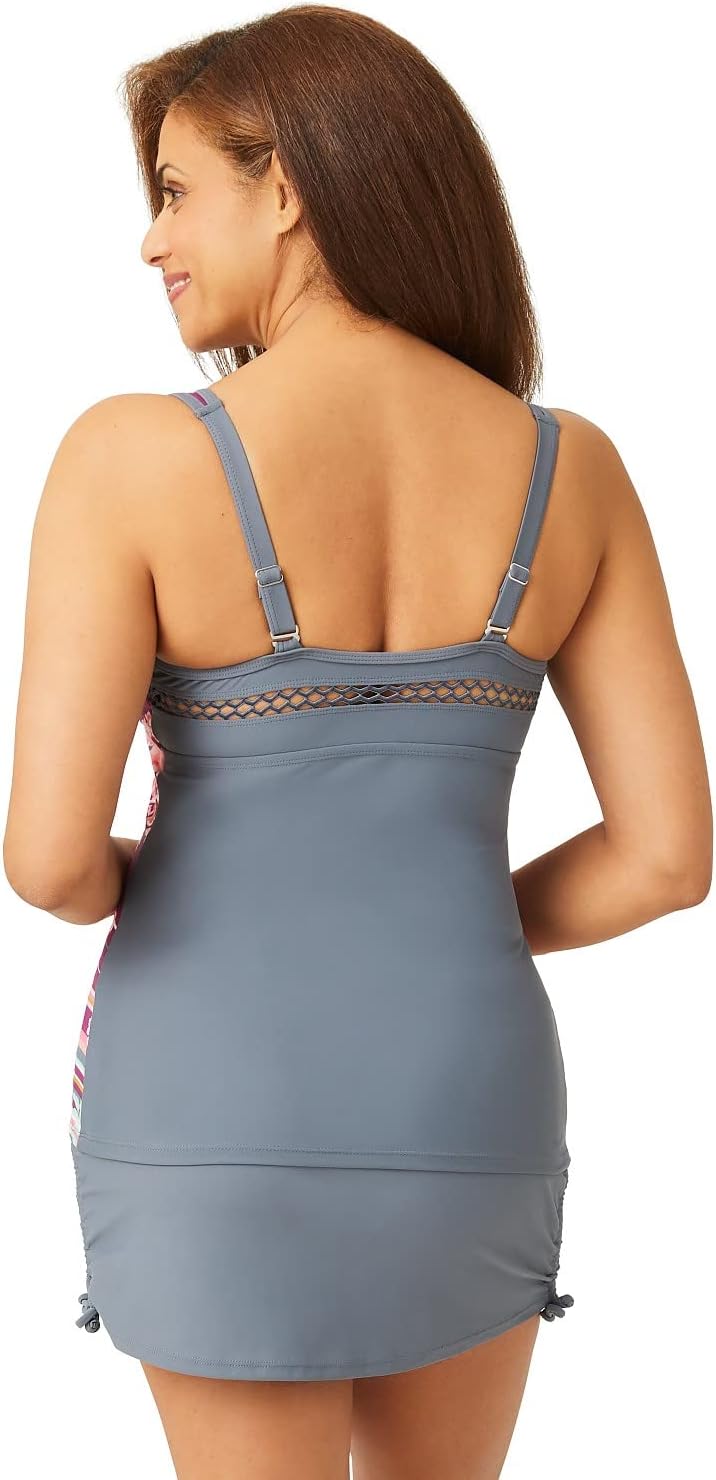 Free Country Women-Bouquet's Highneck Tankini Swimsuits Bathing Tank Top Quick Dry Swimwear Summer Beach Pool Womens-Bouquet
