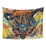 DigiTizerArt Japanese Ukiyoe Style Tapestry Wall Hanging, Japanese Samurai Ghost Yorimitsu And 4 Sam