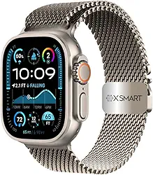 Pulseira de Malha Milanese patentiada Compatível com Apple Watch 49mm, 46mm, 45mm, 44mm, Malha de Aço Inoxidável com Fecho Estilo Paraquedas para iWatch Ultra 2 Series 10, 9, 8, 7, 6, SE, 5, 4, 3