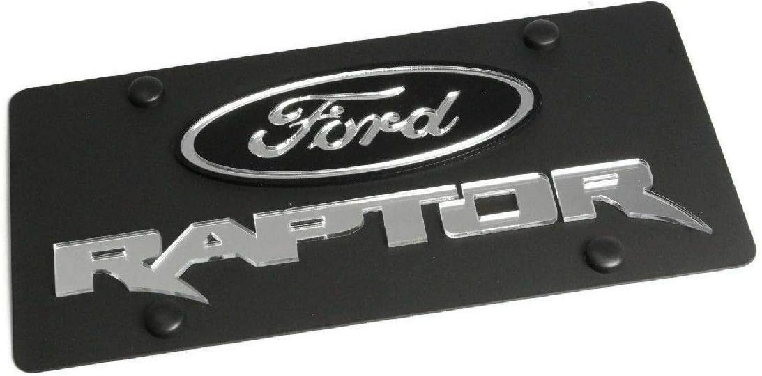Eurosport Daytona - Compatible with Black Ford Raptor Logo Black Steel License Plate