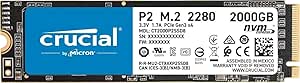 Crucial P2 CT2000P2SSD8 SSD Interne 2To, Vitesses atteignant 2400 Mo/s (3D NAND, NVMe, PCIe, M.2)