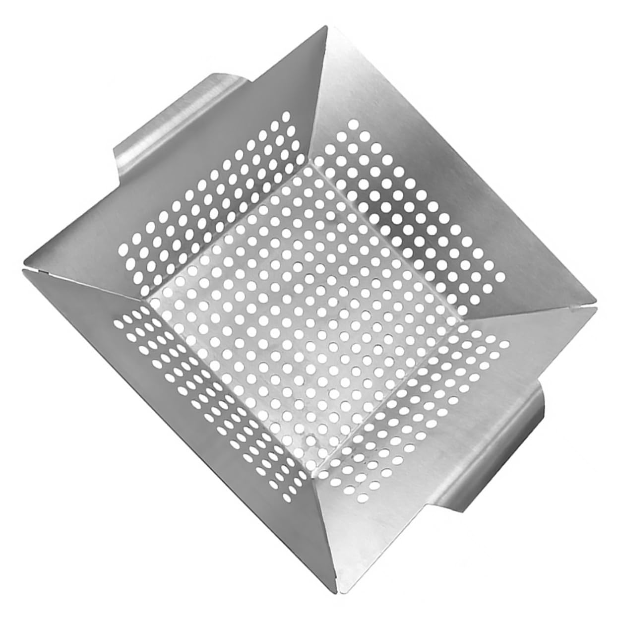 KONTONTY 1Pc Square Grill Plate Stainless Steel Baking Tray with Hollow Design Portable Grilling Basket for Vegetables Chicken Wings Steak and More