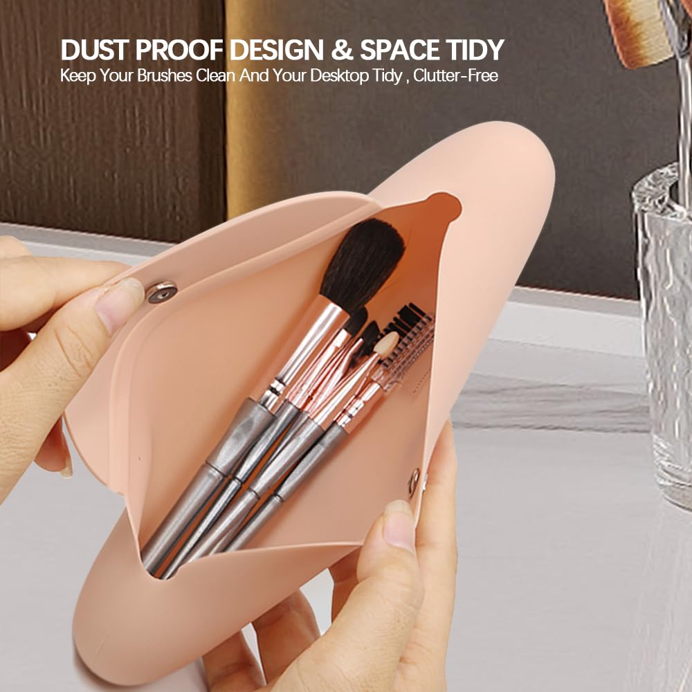 TUCANA Premium Travel Makeup Brush Holder with Magnetic Closure - Organize & Secure Your Brushes, Khaki, Nature - Image 2