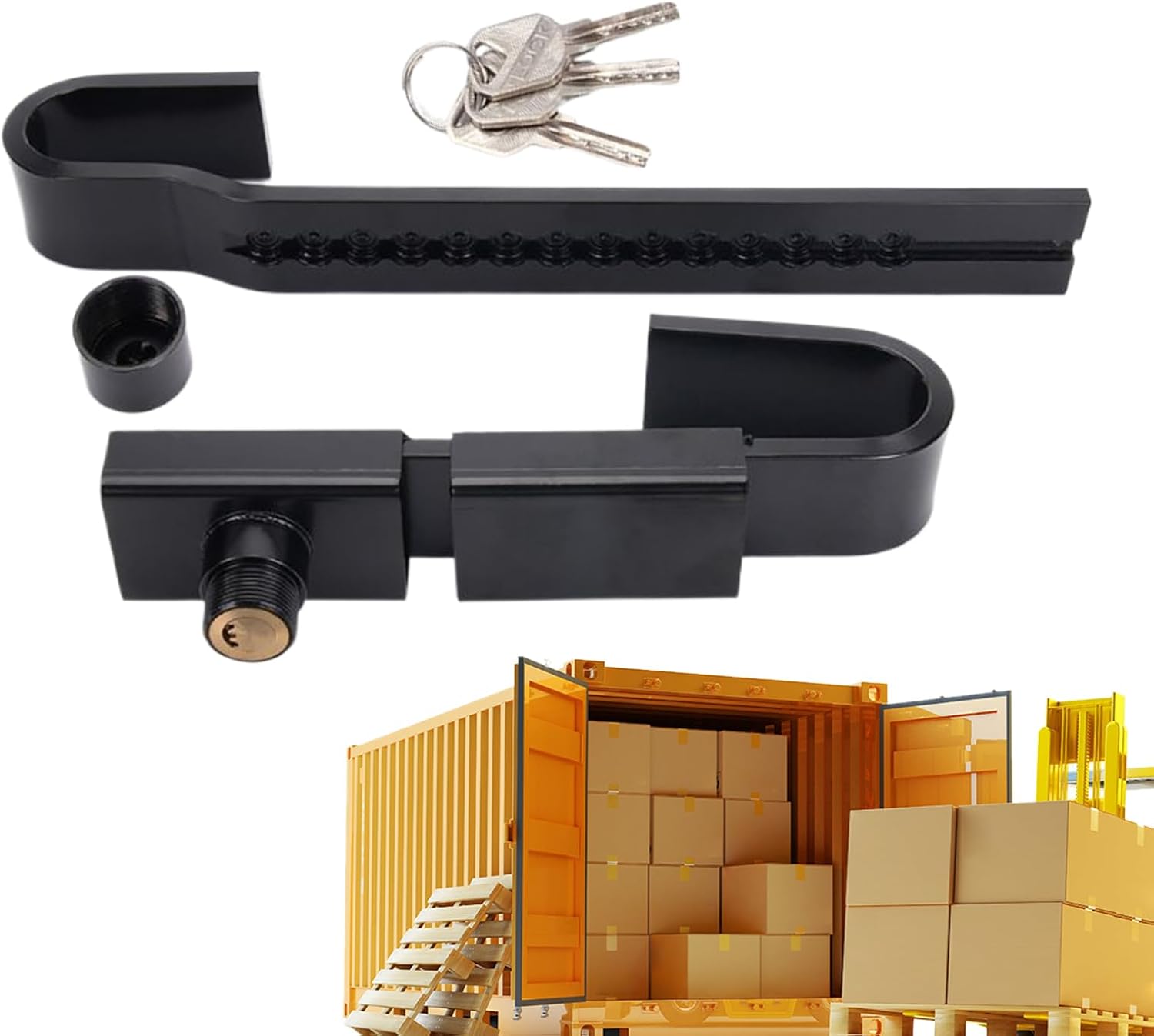 輸送コンテナロック | トレーラーボックスロック キー3本付き | 運搬トレーラー積荷トラック輸送向け調整可能スチール南京錠
