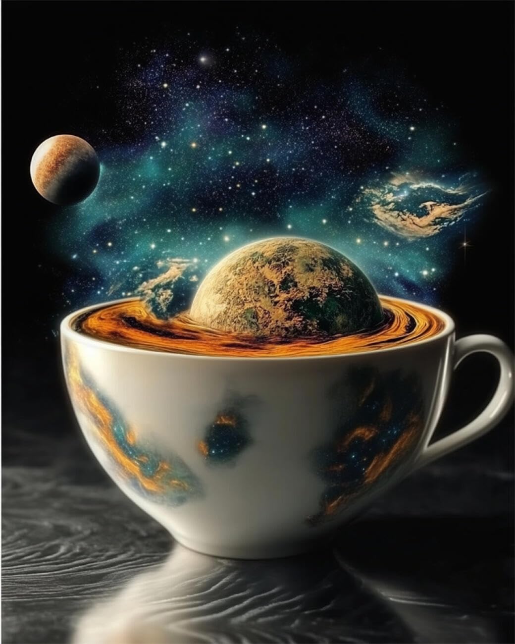 RKFLGEW DIY Embroidery Beads Set Cups and Planets 30x40cm