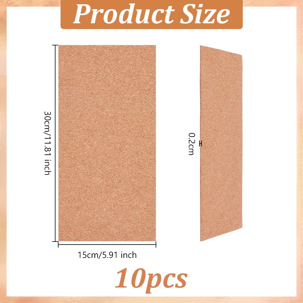 OLYCRAFT 10pz bacheca Rettangolare 30x15cm In Sughero di Legno Non Autoadesivo Spessore 0.2cm Fogli di Supporto In Sughero Isolante Rettangolari per Sottobicchieri Decorazioni Murali Forniture