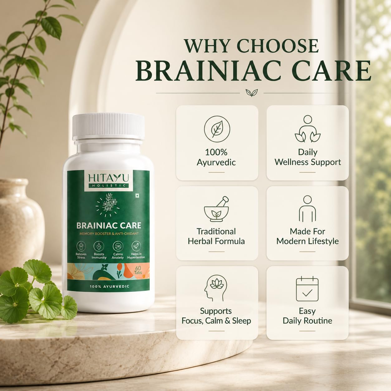 Brainiac Care Memory Booster and Anti-oxidant Tablets, 60 Tabs, 100% Ayurvedic — Amazon image 6