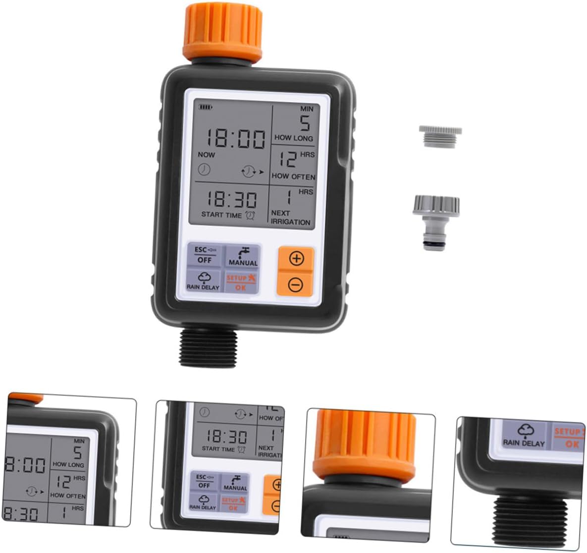 Digital Water Timer Automatic Watering System with Garden Irrigation Controller Manual Rain Delay and Lock Single Outlet Programmable Timer for Lawn and Balcony Plants