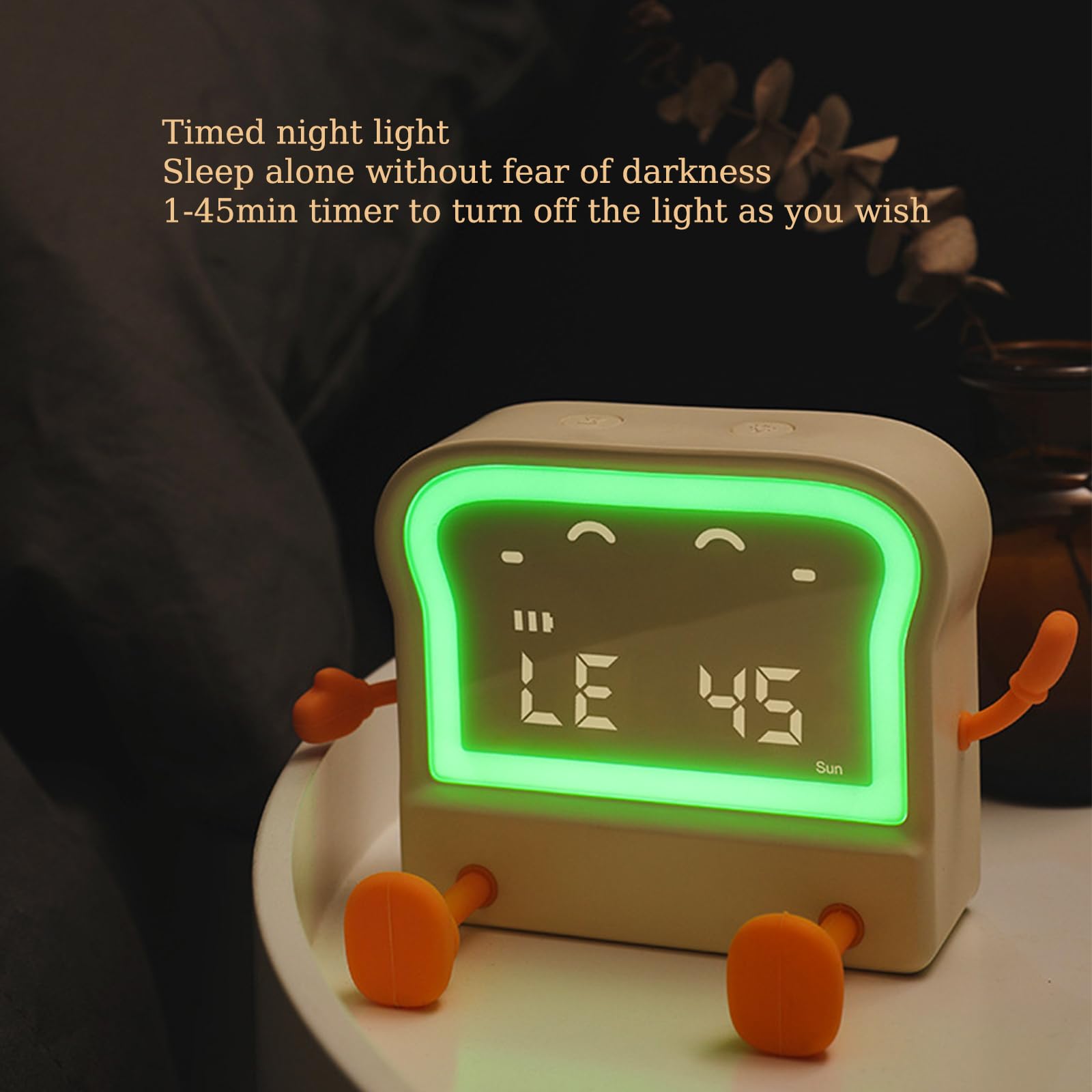 Yenergy Funny Toast Alarm Clock|Snooze/Timer Settings|Three Sets of Alarms|Dazzling Colorful Lights Cycle|Calendar|Reusable USB Charging (Clock-Yellow)