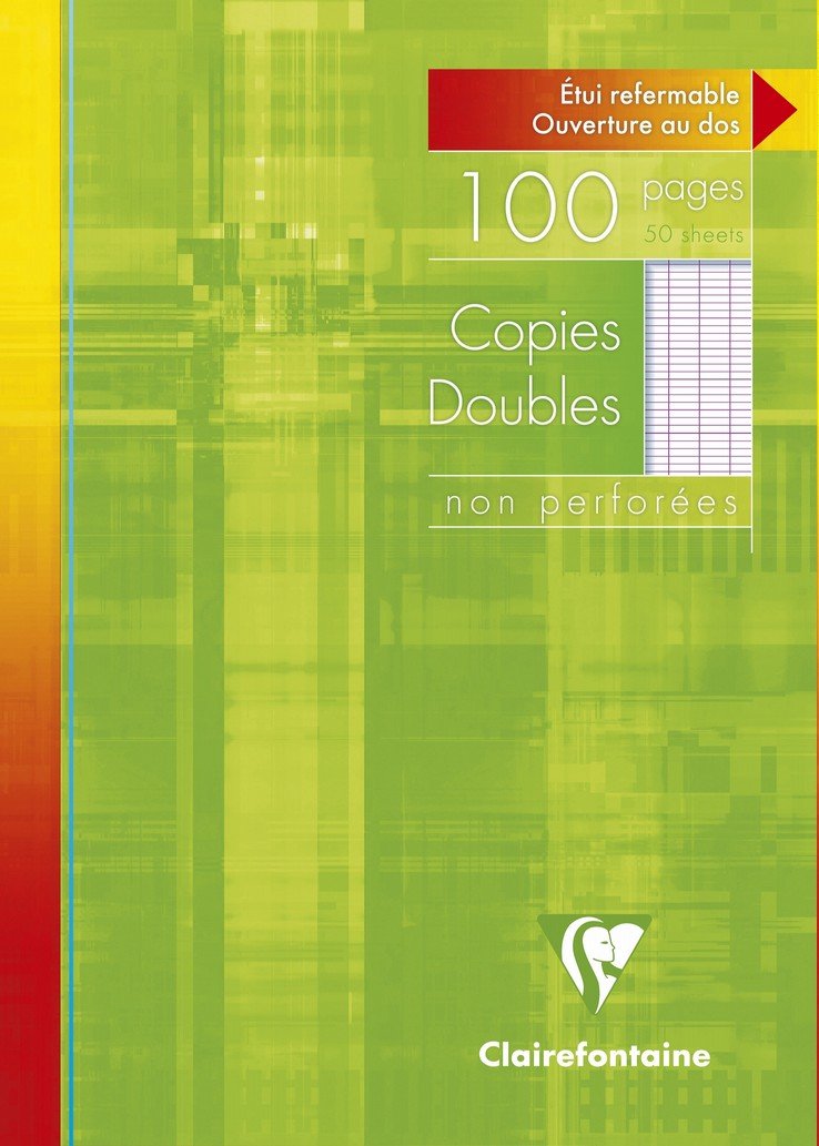 Clairefontaine 5751C - One Non-Punched Double Copy Case - Dimensions: A4 21 x 29.7 cm - 100 Seyes Ruled Pages - White Vellum Paper 90 g - Reusable Case