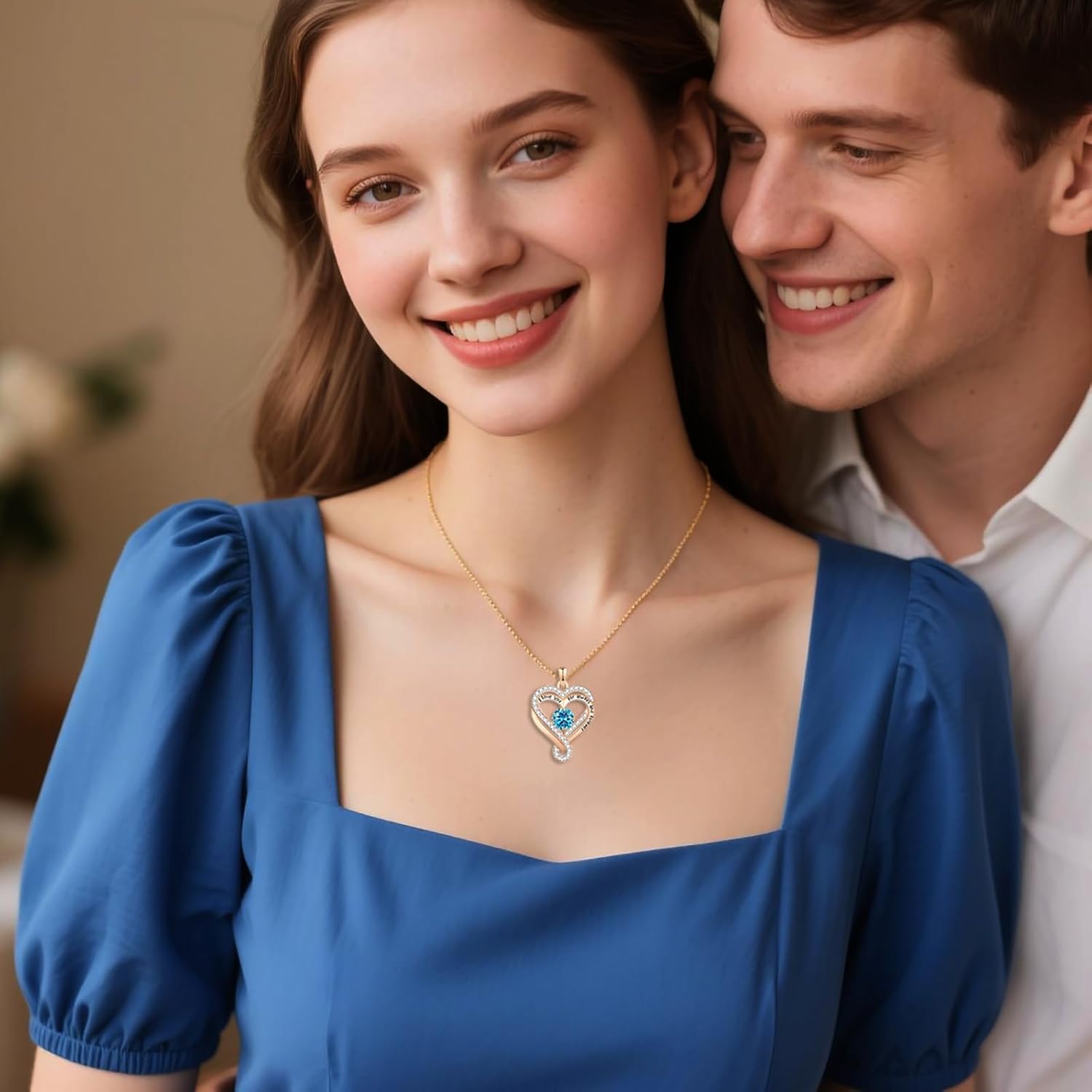 Birthstone Heart Necklaces for Women, Infinity Pendent S925 Sterling Silver Jewelry for Women, Wedding Anniversary, Birthday Mother’s Day Gifts for Mom, Mother, Wife, Girlfriend - Image 3