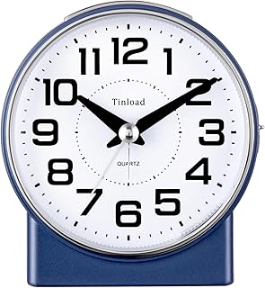 4.3" No Ticking Analog Alarm Clock,Silent Readable for Seniors,Easy to Set,Gradual Rise Alarm,Big Numbers,On/Off Switch on Side,Gentle Wake,Snooze,Lighted on Demand,Battery Operated,Blue