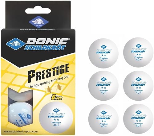 Schildkröt Donic Prestige 2-Star Table Tennis Balls, White (Pack of 6)