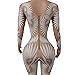 HoHoHuo White Feather Printed Stones Tights Fitting Jumpsuit Woman Bodysuit Fashion Pole Dancing Performance Costumes (Standard, S, White)