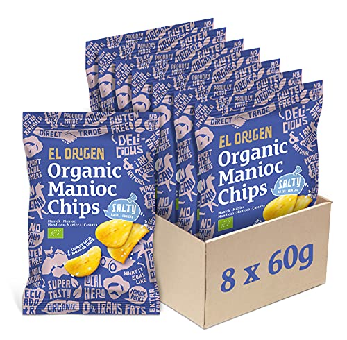 el origen chips de yuca ecológica con sal marina paquete de 8, 8 x 60 g