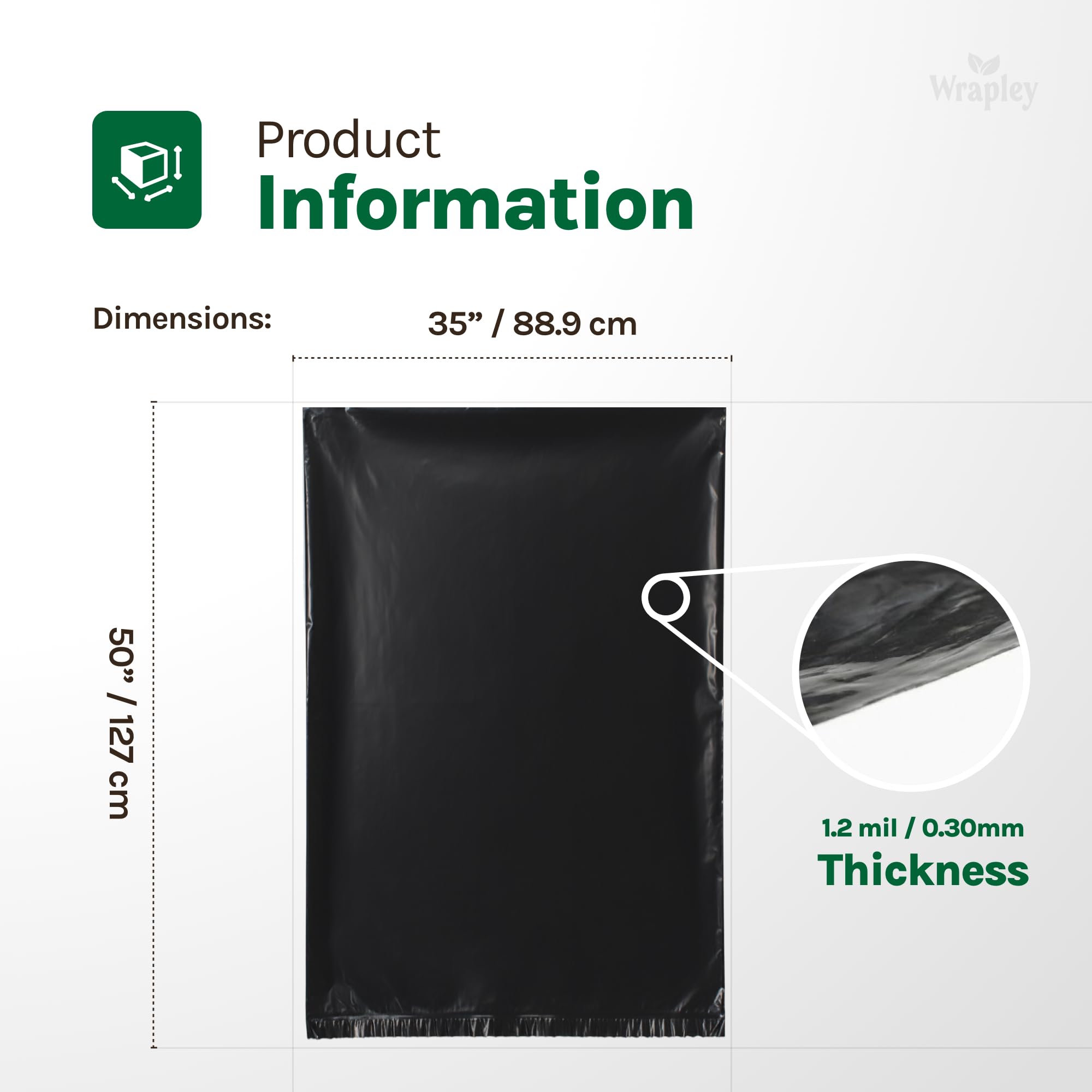 Schwarze Müllsäcke, extra groß, strapazierfähig, 1,2 mm dick, 88,9 x 127 cm, für Industrie, Küche, Unternehmen und Restaurants, 100 Stück