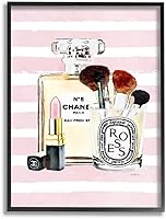 Vista 1 de Stupell Industries Cosméticos de maquillaje de alta moda con elegantes rayas rosadas, arte de pared, 11 x 14