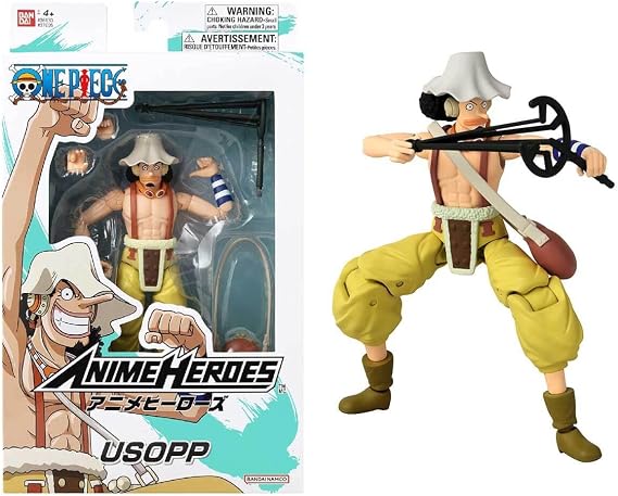 BANDAI Anime Heroes One Piece Figures Usopp Action Figure, 17cm Articulated Usopp Anime Figure with Extra Accessories, One Piece Action Figures Pirate Toys Range, Excellent Anime Gift, (37005)