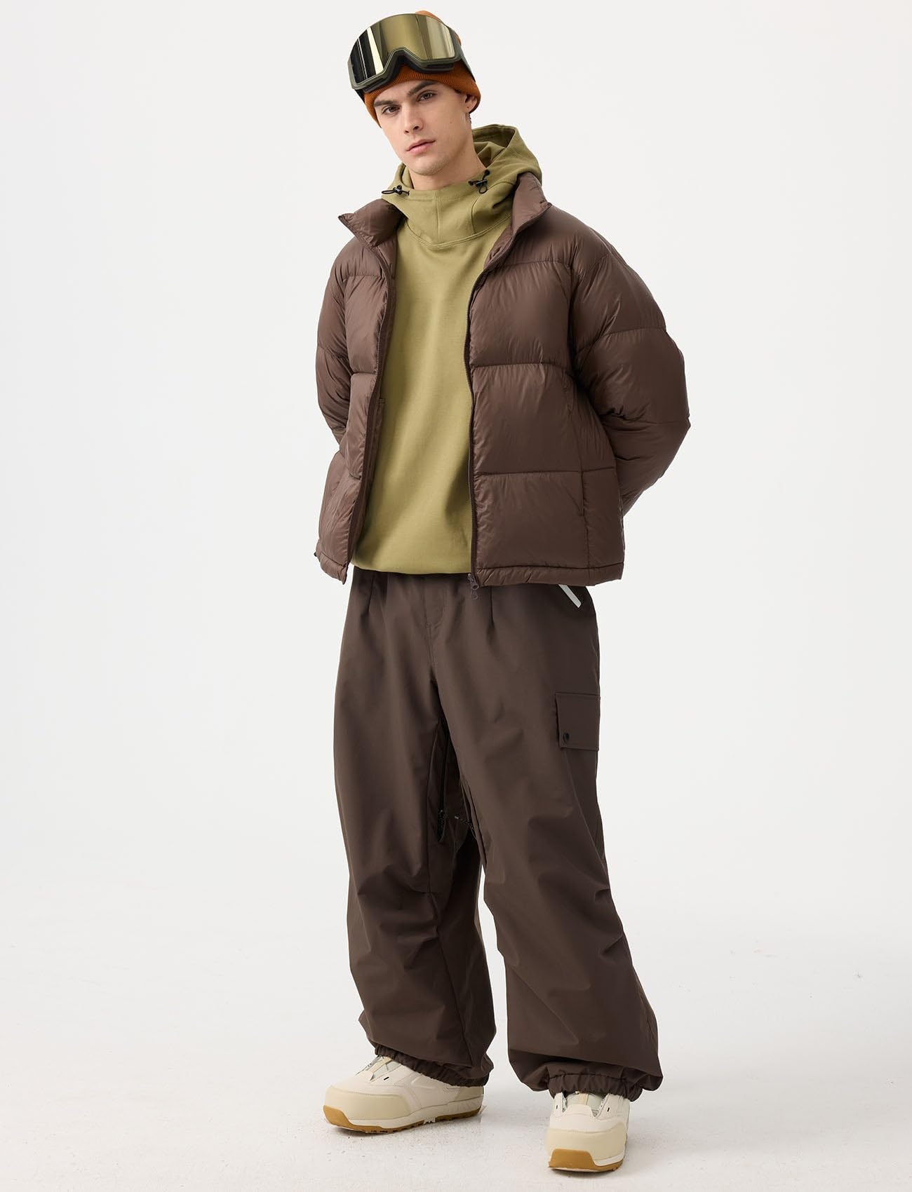 GSOU SNOW Hombres Mujeres Pantalones de Esquí Holgados Pantalones de Snowboard Baggy Pantalones de Nieve Oversize - Multibolsillos Impermeable Antiviento Transpirable Cálido