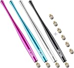 Elzo Stylus Pen Combo pour écran tactile 4 Boîtes 6 Fibre de remplacement Conseils fins pour Comprimé iPad, iPhone, Microsoft Surface Pro, HTC, Sony, Plus de téléphones Android (Noir & argent & Rose rouge et bleu)