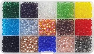 INSPIRELLE 6mm Crytal Glass Rondelle Beads Faceted Briolette Spacer Beads | 1200pcs Assortments Supplies for Bracelet Necklace Jewelry Making with Storage Box Multicolor Transparent