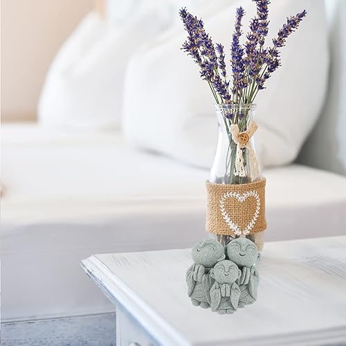 Miniatura 6 de Angoily Mini estatua de Buda pequeña y linda escultura de Buda feliz monjes riendo figurita acuario chino arenisca Buda asiática pecera adornos para