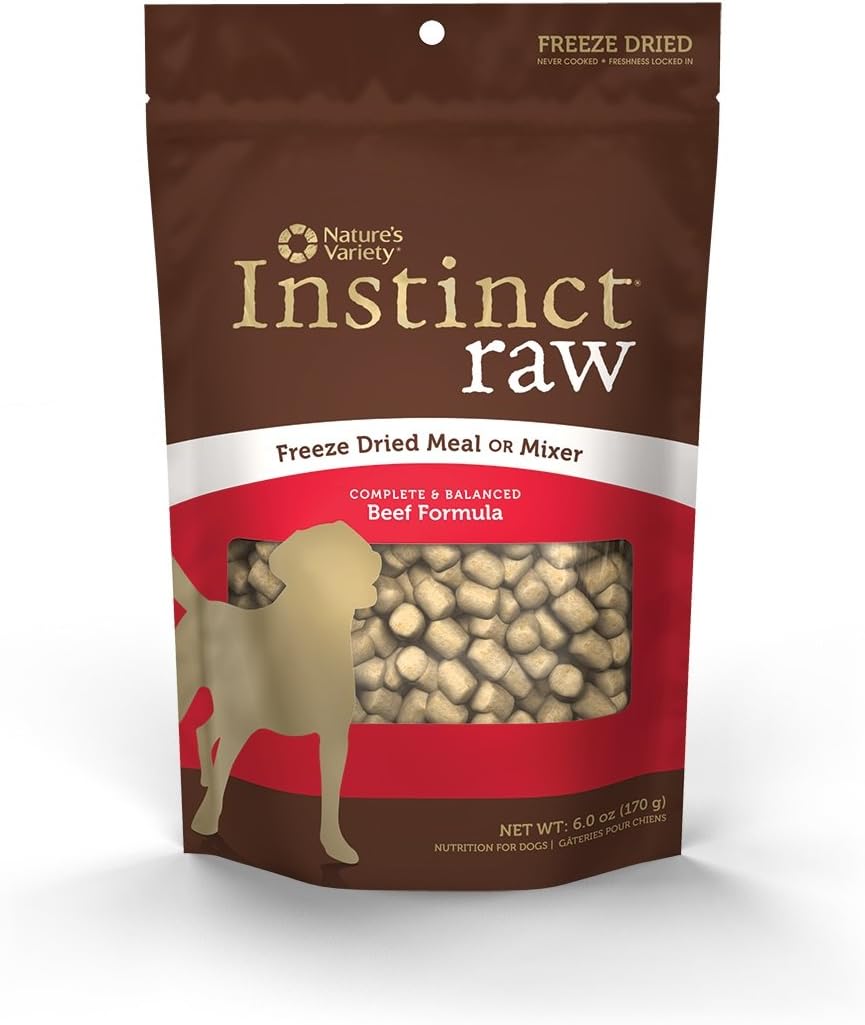 Nature'S Variety Instinct Raw Grain-Free Beef Formula Freeze Dried Dog Meal Or Mixer, 6 Oz. Bag
