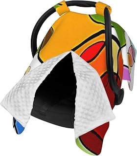 Geometry Texture Circles Multicolor Circle Baby Car Seat Cover & Breastfeeding Nursing Cover - Breathable Stretch Fabric Multi-Use Nursing Cover