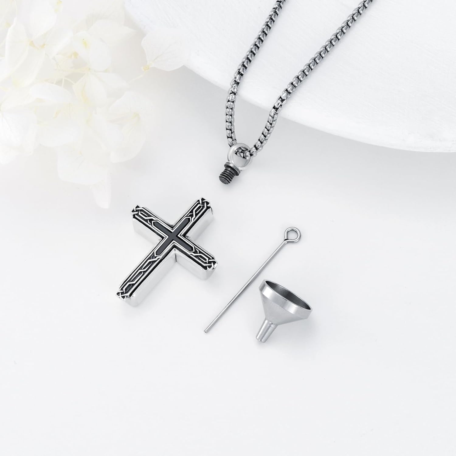 SIMONLY Cross Urn Necklaces for Ashes 925 Sterling Silver Celtic Knot Necklace with Stone Memorial Keepsake Cremation Jewelry for Men Women Unisex - Image 5